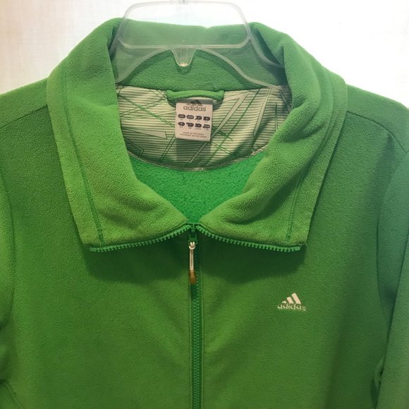 ADIDAS Sz L Lime Green Athletic Activewear Fleece Jacket - Picture 3 of 6